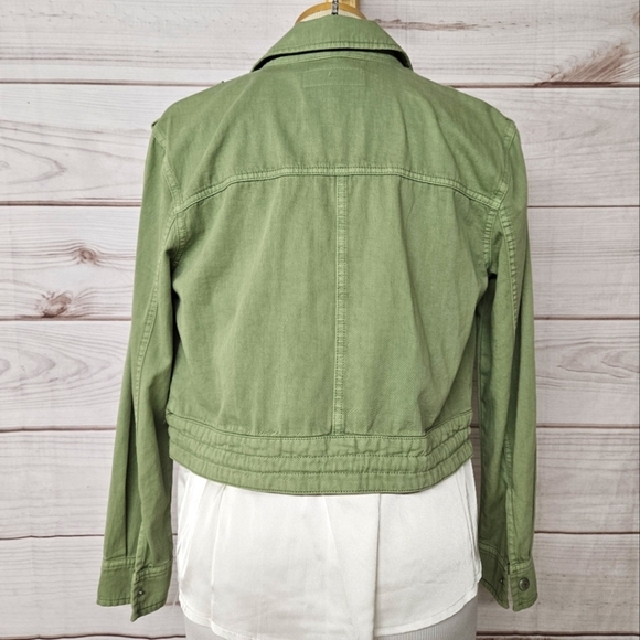 Blank NYC Twill Here And Now Cropped Utility Jacket In Green Size XS - Picture 6 of 11